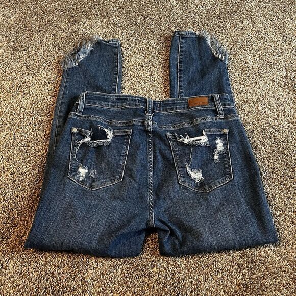 Judy Blue Jeans Womens Size 9 29 Blue JB8821 Skinny distressed Raw hem - Picture 10 of 10